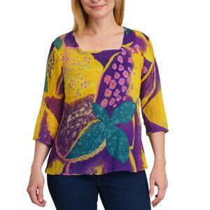 Ubu Women’s Crinkle Floral Abstract Blouse | Size Small
